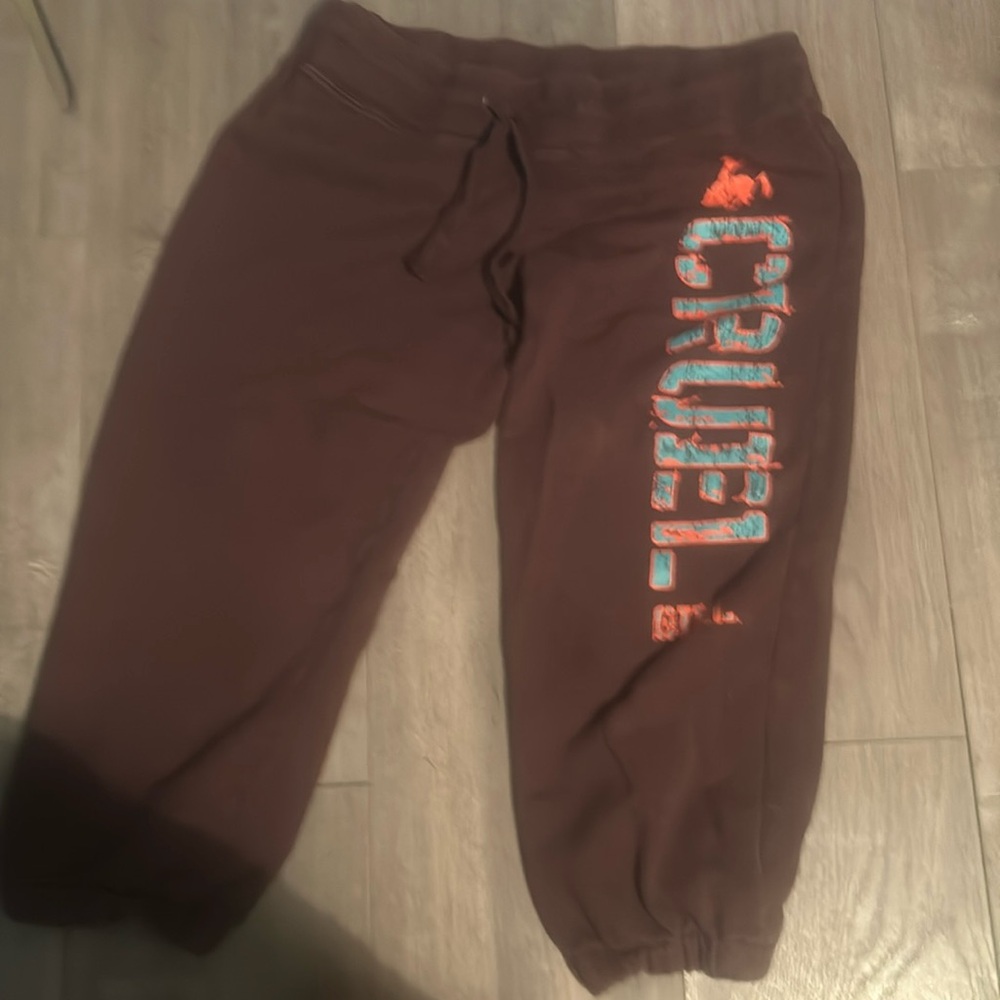 cruel girl sweatpants capris medium brown
